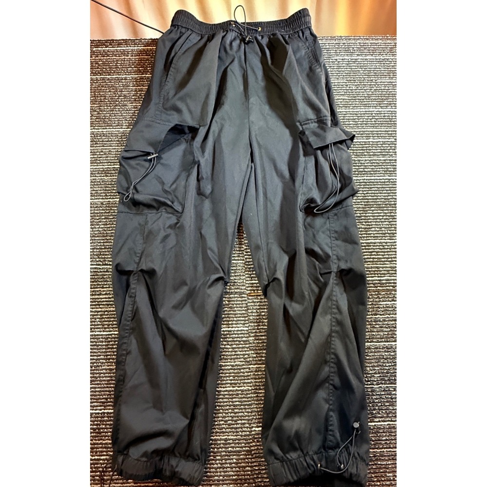 SHEIN Cargo Pants Women S Black Excellent Parachute Bungee Joggers High Waist